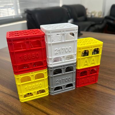 Stackable Battery Storage Box with Secure Latch Space-saving Battery Organizer for AA AAA 18650 21700 Batteries Compact Desktop Case