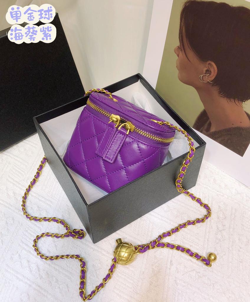 Rhombus chain bag 2024 new sheepskin box bag genuine leather women's bag mini lipstick bag shoulder messenger bag