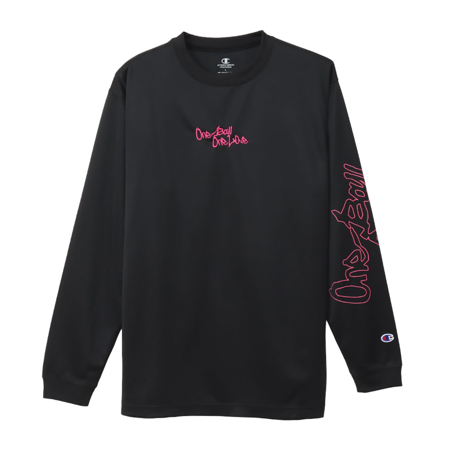 

Champion Футболка с длинным рукавом и круглым вырезом Quick Graphic, Черная с розовым, Горловина, Антибактериальная, Дезодорирующая, Быстросохнущая, Принт, Баскетбол, C3-AB420, Мужская,
