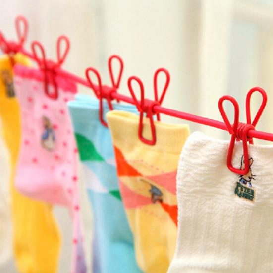 Portable Elastic Windproof Drying Clothes Hanger Clothes Line with 12 Clips