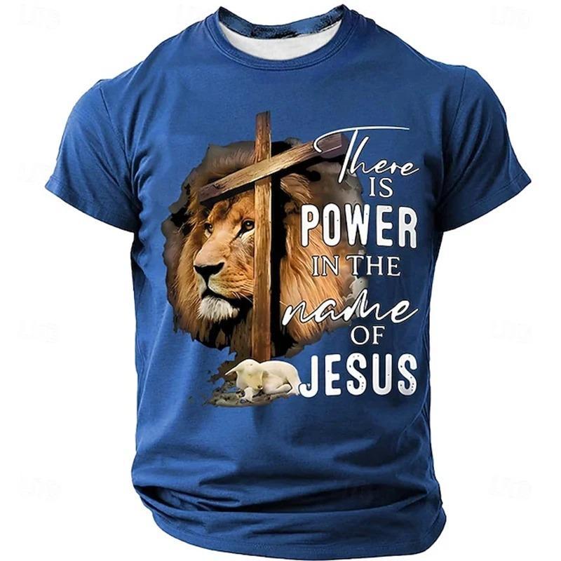 Fashionable Lion 3D Printed T-Shirt Men's & Women's Summer Casual Short Sleeve Wolf Tiger Lion Animal Print Pullover