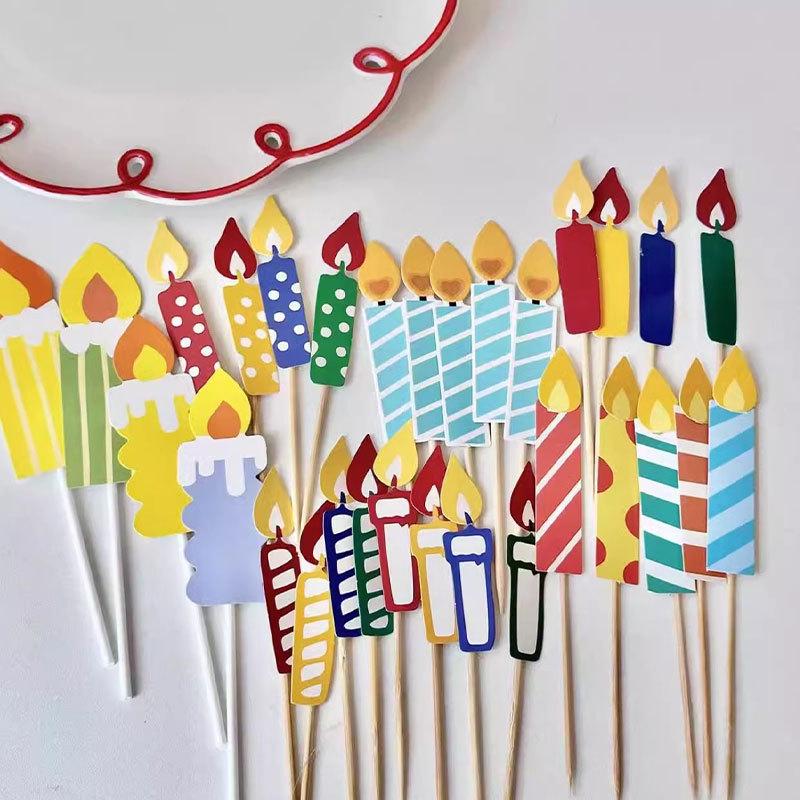 Colorful Macaron Cartoon Birthday Candle Decorations