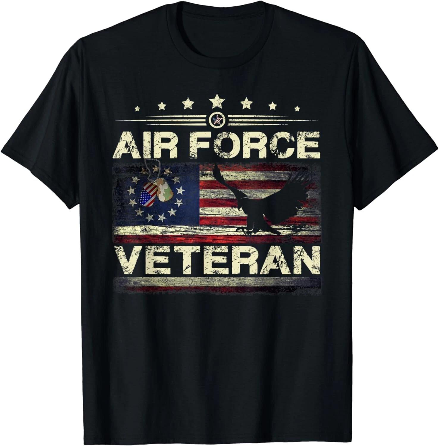 Veteran US Air Force T-Shirt - American Betsy Ross Flag Gift Unisex T-Shirt L