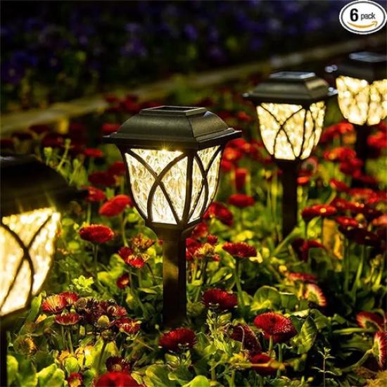 6 Pack Solar Outdoor Pathway Lights Waterproof Garden Lights for Lawn Yard Decor