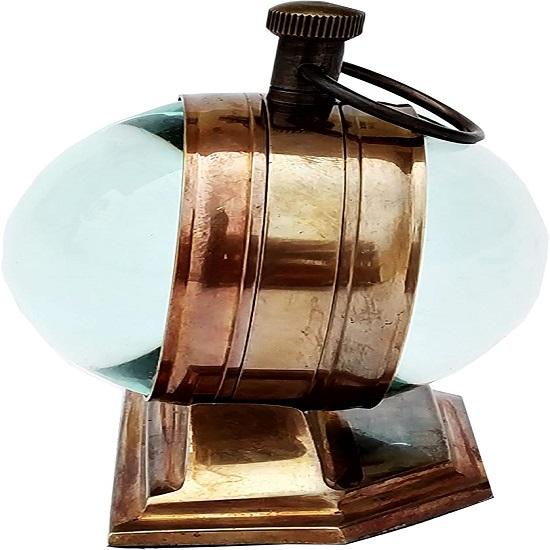Brass Vintage Nautical Desk and Shelf Clock with Magnetic Compass, Numeric White Dial, Antique Finish for Study Table, Office