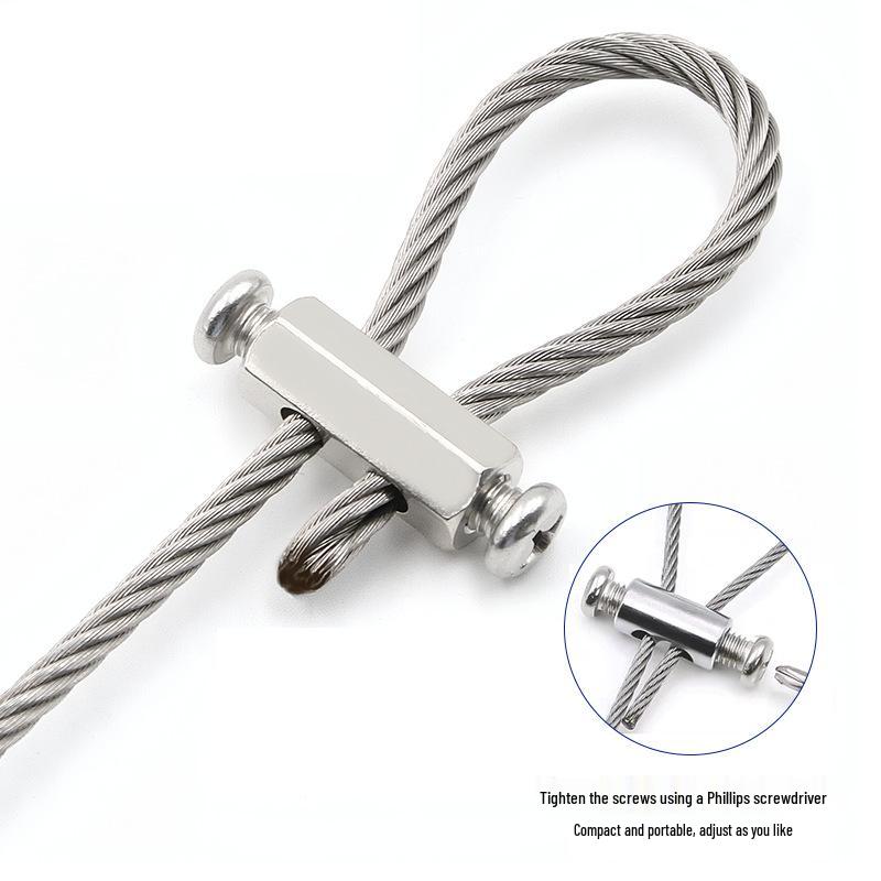 Adjustable Steel Wire Rope Safety Lanyard with Locking Snap Hook for Fall Protection and Sound System Suspension, 1.5-4mm.