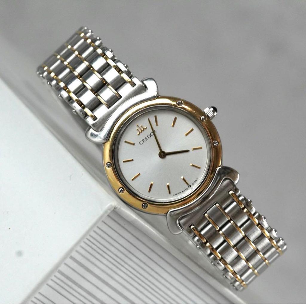 [USED] Credor 5A70-0040 Two-tone Bezel 18K Gold Quartz Working