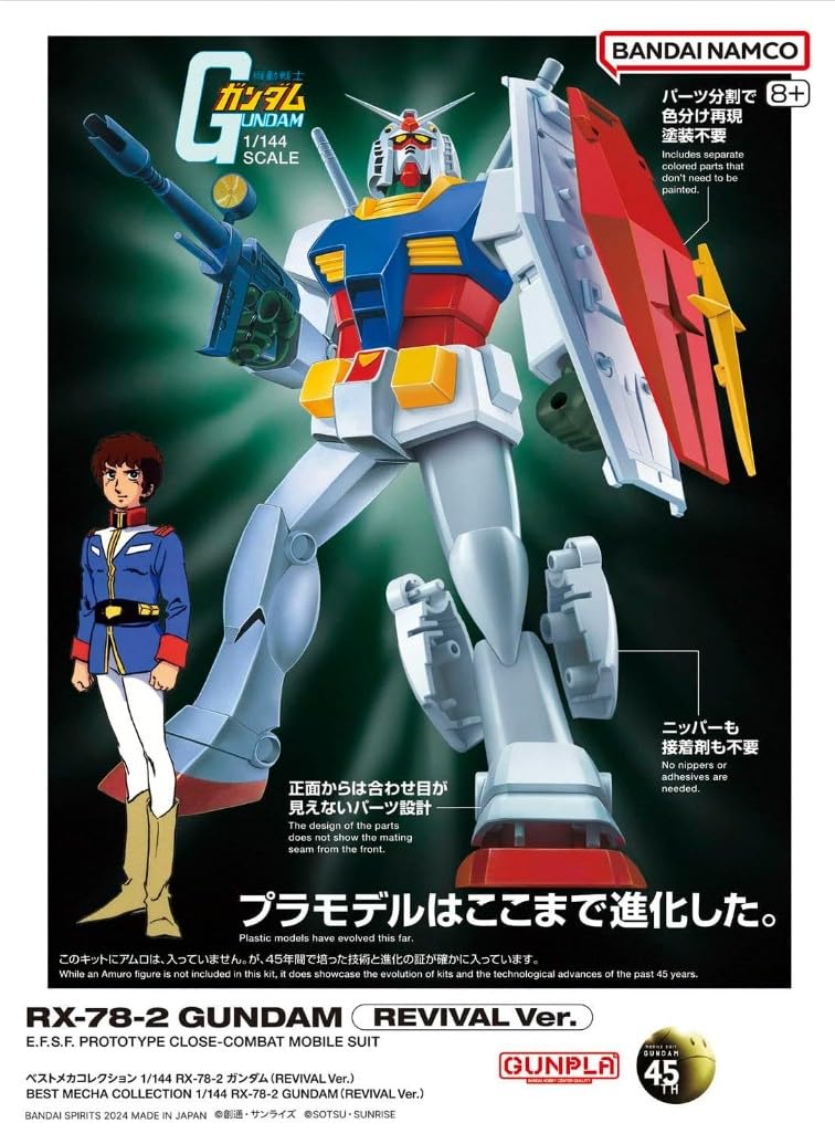 Best Mecha Collection RX-78-2 Gundam (REVIVAL Ver.) 1/144 Scale Pre-colored Plastic Model Kit