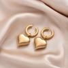 Classic Stainless Steel Heart Pendant Round Hoop Earrings For Women Gold Silver Color Big Statement Female Jewelry Earrings Gift