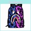 17inch Camouflage Shark Pattern Student Backpack With Breathable Lightweight Oxford Fabric For School Use