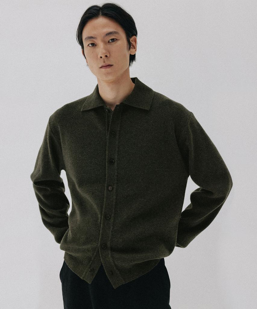 BLANKROOM Collared Cardigan_Moss Green