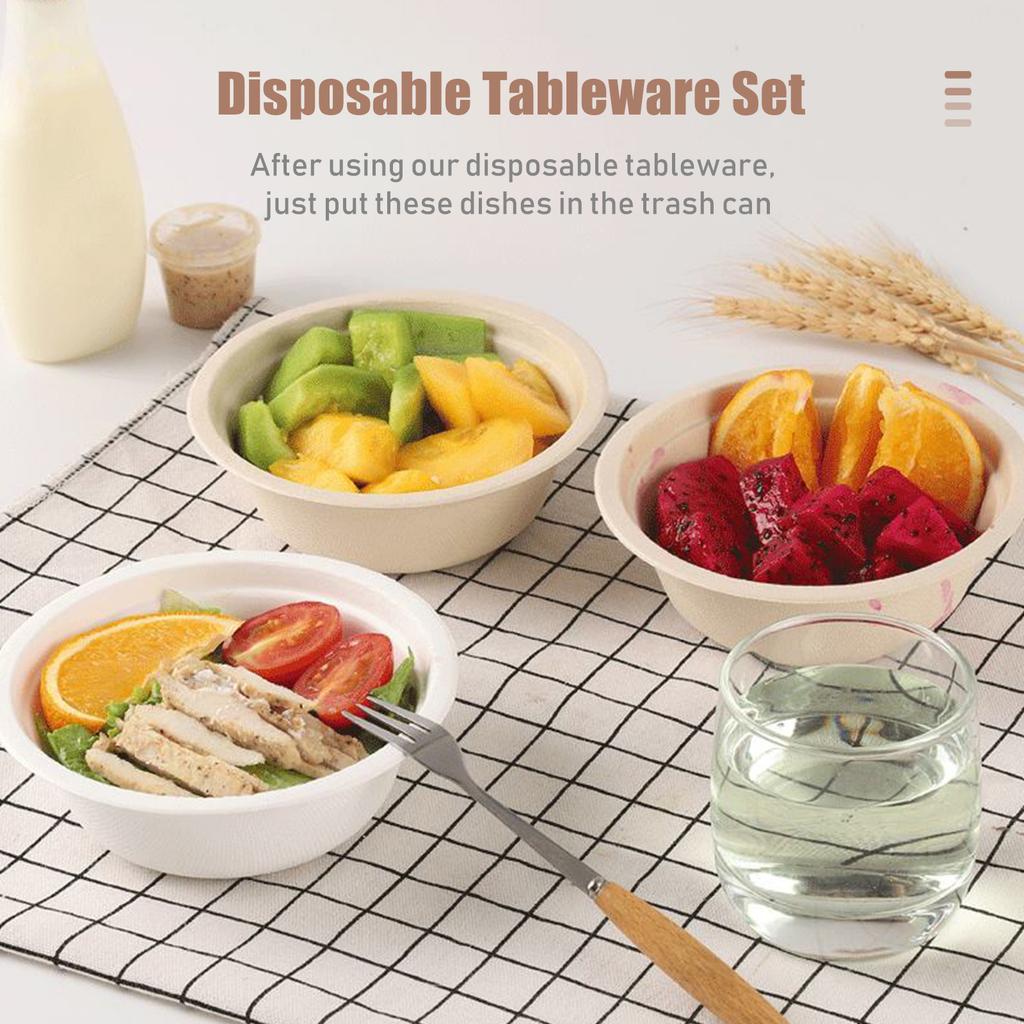 50PCS Disposable 10 Inch Plates Disposable Compostable Paper Tableware Set Ecological Degradable Birthday Dinnerware