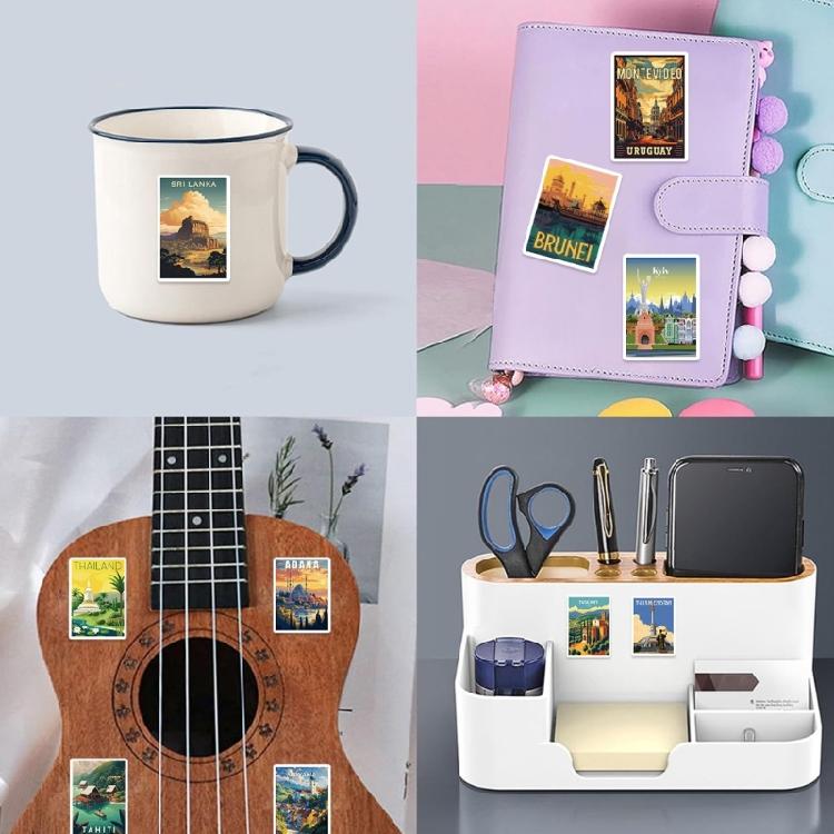 50Pieces Reusable Global Landmark Sticker World Landmark Sticker Set For Scrapbooking Decoration And School Supplies