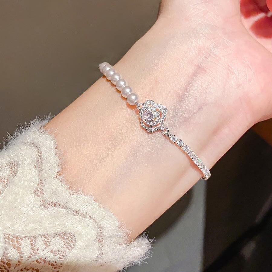 Jewelry Chain Bracelet With Zirconia And Faux Pearl For Women Fashion Accessory Gift