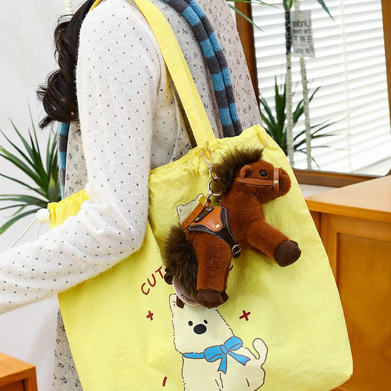

2026 Year of the Horse Plush Doll Bag Pendant - Zodiac Year Mascot New Year Gift 13cm темно-коричневого кольору