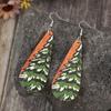 Kreatywne Drewniane Długie Kolczyki Choinkowe - Styl Europejski i Amerykański