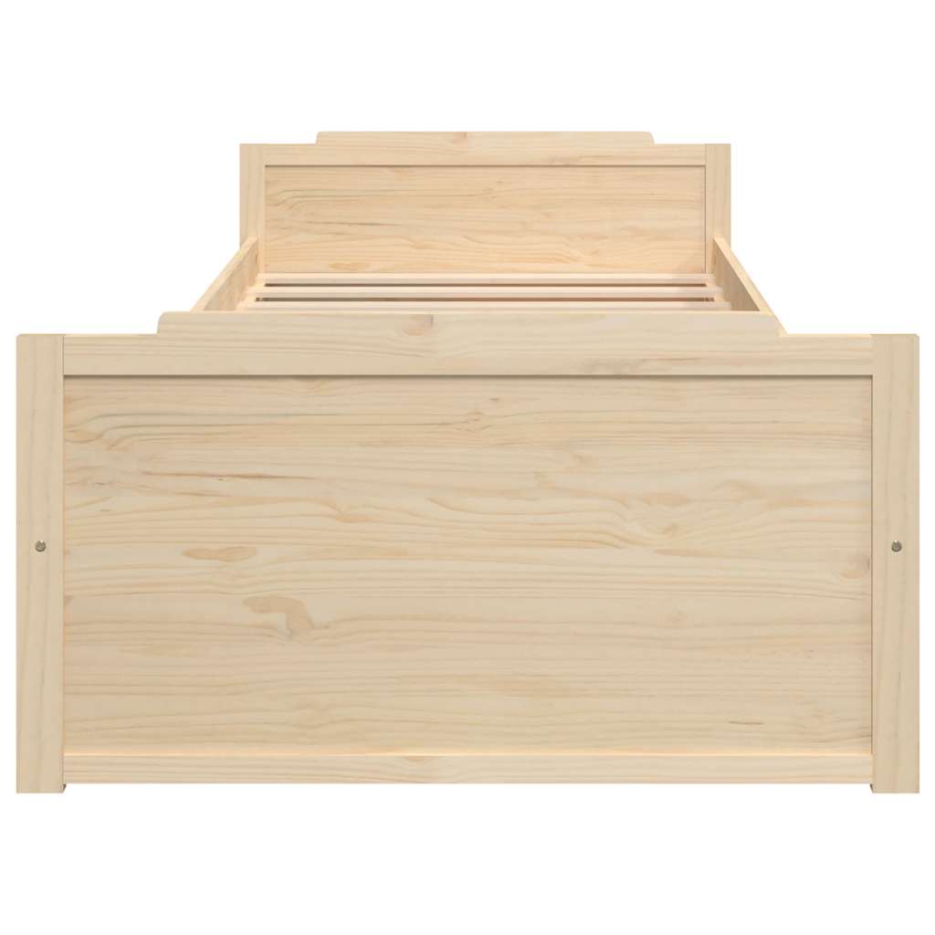 Vidaxl Bed Frame with Drawers, Solid Pine Wood, 90 X 200 Cm