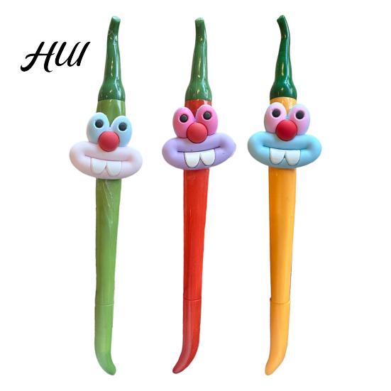 Long-lasting Writing Comfort Pen Cute Gel Kids Cartoon Pepper Shape Ballpoint Office School Colorful Set with Lid Fun Gift for Children Birthdays And