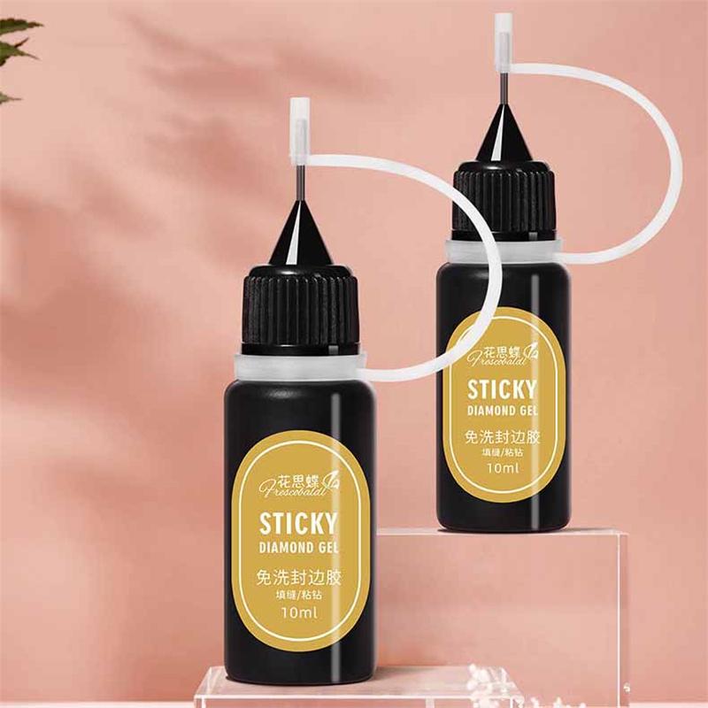 10ml No Wipe Top Coat & Gem Glue 2 In 1 Nail Sealant for Rhinestones/Charms Strong Adhesive Gap Filling DIY Nail Art Extension UV LED Cured