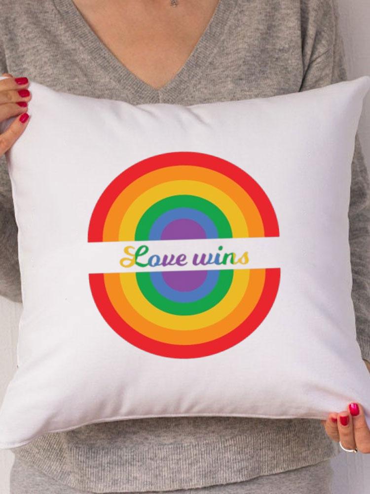 Rainbow Love Wins Pillow Cover for New Couple Bedroom Home Decor Love Pillowcase Tic Tac Toe Love Wedding Gift Pillows 45*45CM