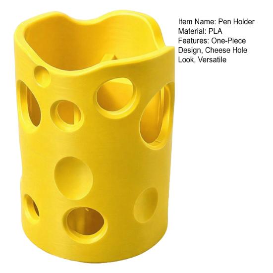 Portapenne a Forma di Formaggio Stampato 3D DYS, Organizer da Scrivania ad Alta Capacità con Bordi Lisci e Divisori Rimovibili, Scatola Portaoggetti per Cancelleria per Penne
