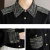 Spring Autumn Design Office Lady Work Wear Blouse and Tops Long Sleeve Patchwork Clothes