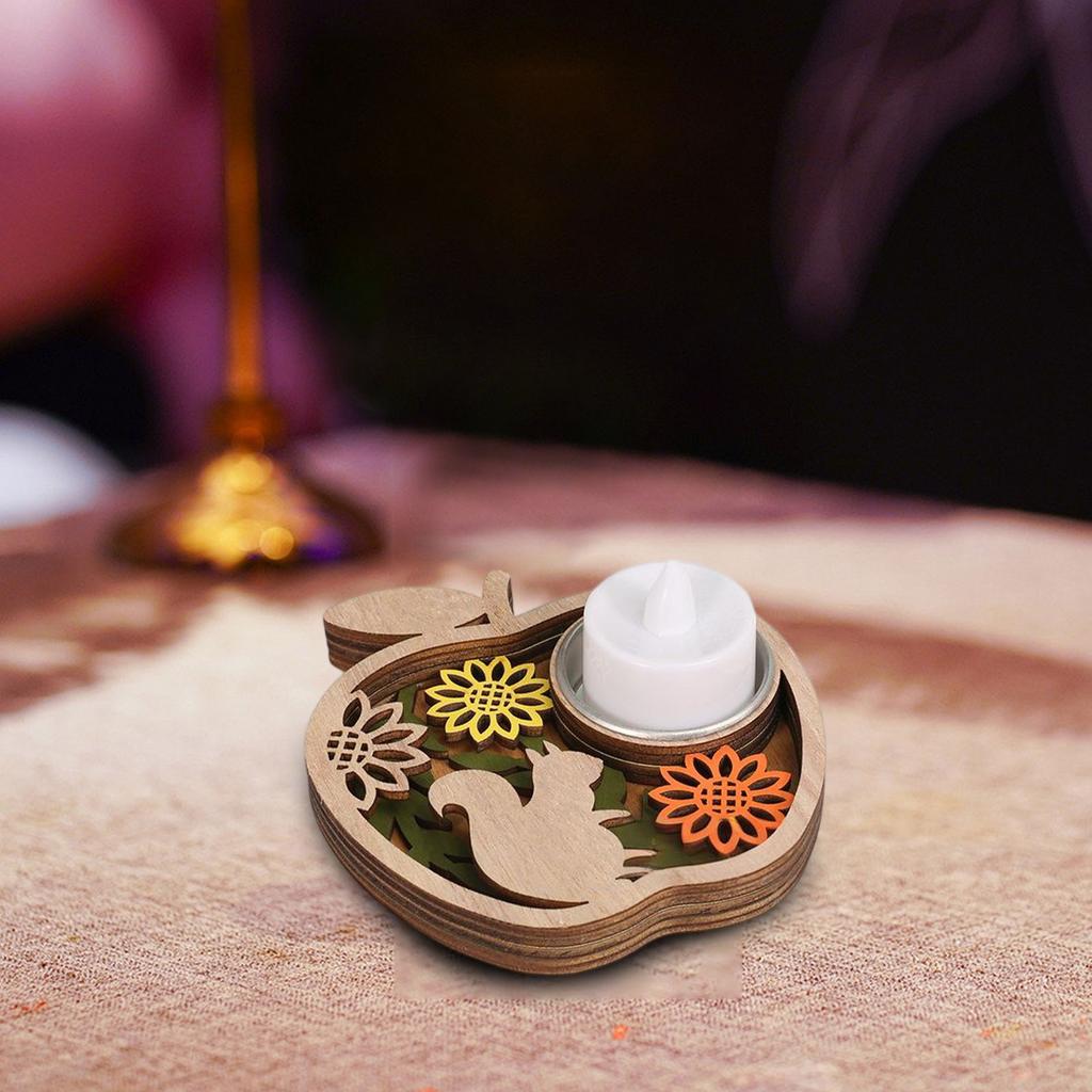 Halloween Wooden Candle Holders, Decorative Ornaments Candle Holders, Holiday Table Decorations