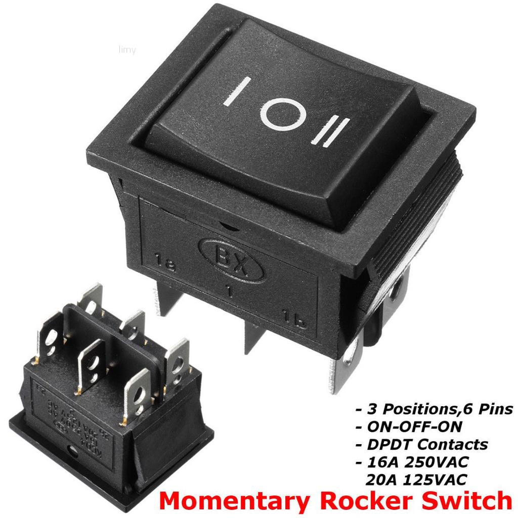 1Pcs AC 250V 16A 125VAC 20A On//Off DPDT Panel Mount Snap In Boat Rocker Switch