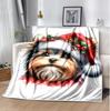Chrismas Dog Flannel Blanket Soft Warm All-Season Throw, Design for Camping, Car Travel, Hiking Sofa, Bed, Office Perfect Gift for Parties