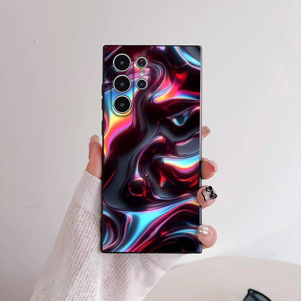 Płynny Wzór Świetlny Etui Na Telefon Dla Samsung Galaxy S25 S24 S22 S23 Ultra S21 S20 Plus 5G Matowe Antypoślizgowe Pełne Miękkie Etui