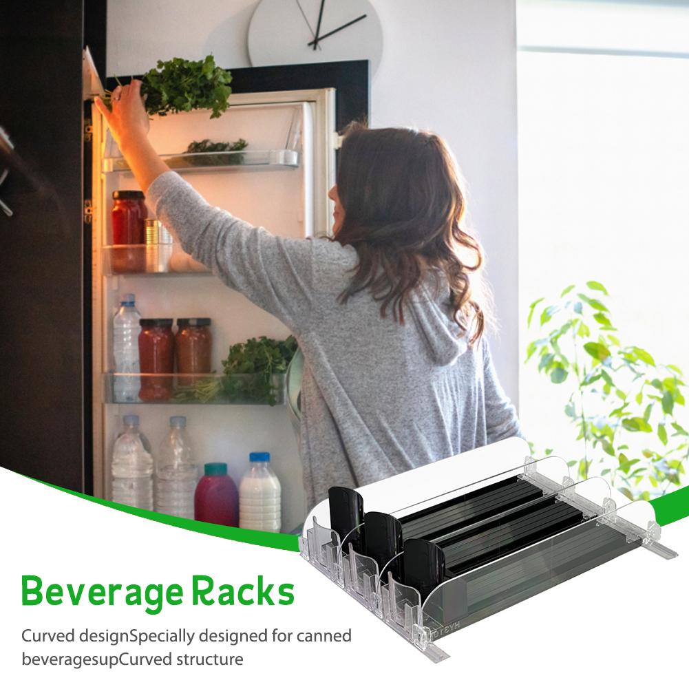 Refrigerator Drink Organizer Dispenser Auto Beer Pusher Holder Adjustable Width Soda Can Bottle Pusher for Kitchen Fridge Gadget