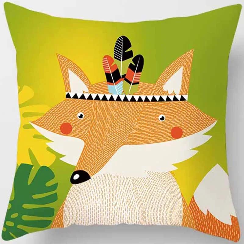 Cute Animal Print Square Pillowcase Home Decoration Car Sofa Cushion Cover