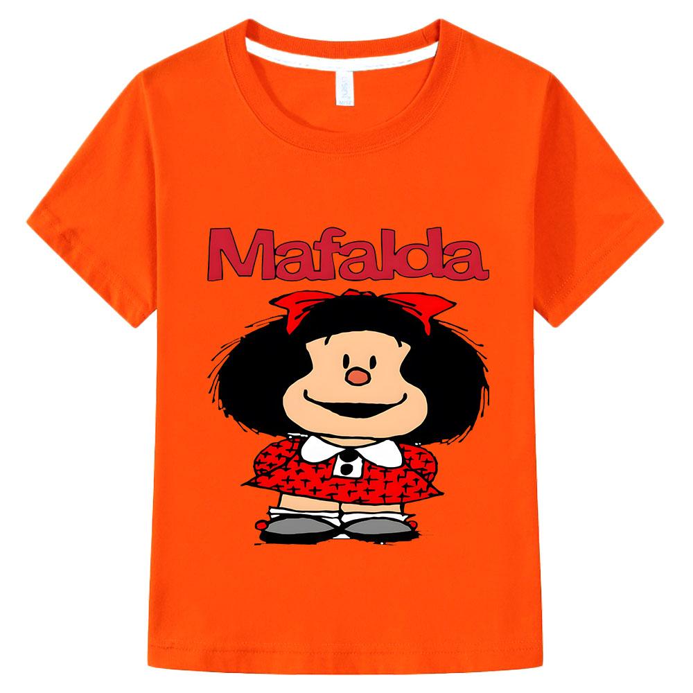 

Mafalda Print Kids T-shirt Kawaii Cartoon Clothes Girls Boys Short Sleeve Graphic Manga T Shirt Summer Children s Clothing 100 помаранчевий
