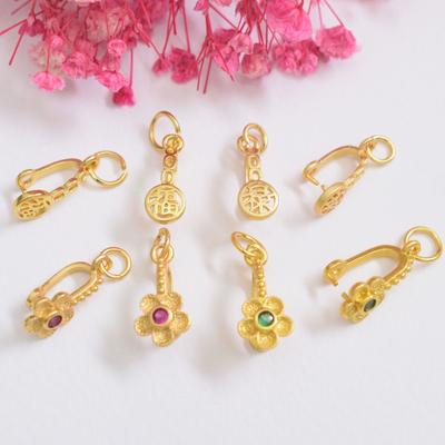 10 Stück Farberhaltendes Antikes Sandgold Segenszeichen Melonenkern Schnalle Anhänger Knopfkopf Jade Clip Knopfkopf DIY Schmuckzubehör Clip