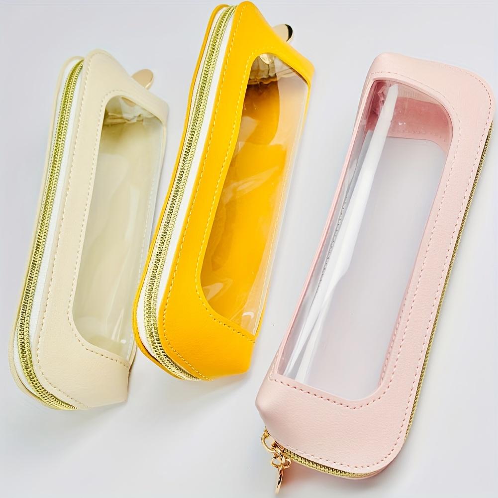 Tragbare Kosmetiktasche mit transparentem Fenster aus TPU-Material Reißverschluss Kosmetiktasche für Lippenstift/Pinsel/Stift Leicht für Reisen