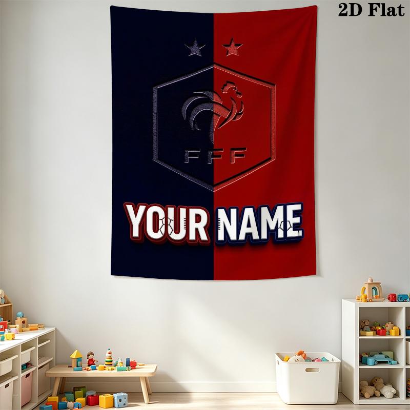 Custom Name Rooster France Wall Tapestry Aesthetic Wall Hanging Printed Fabric Blanket Decorative Tapestries for Bedroom Living Room Home Decor