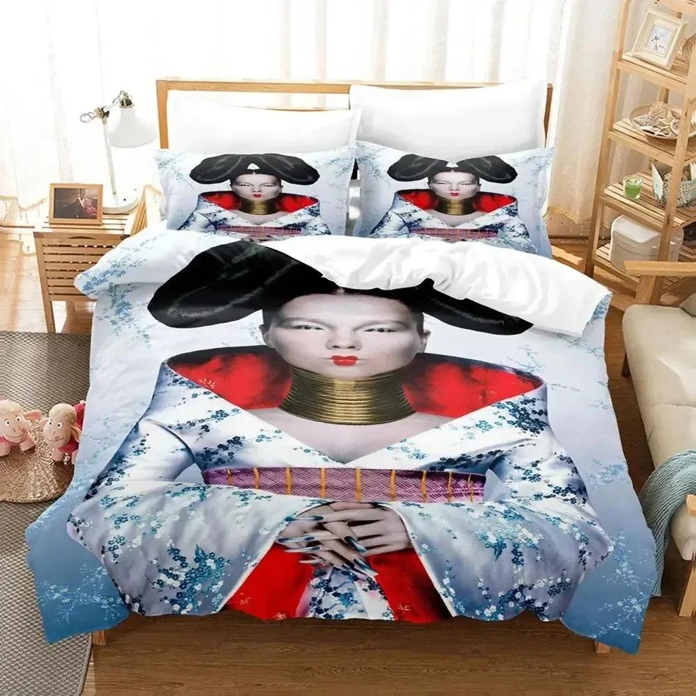 Juego de Cama de la Cantante Bjork Björk Funda Nórdica Juego de Cama Cubre Edredón Funda de Almohada Edredón Tamaño King Queen Niños Adultos Juego de Cama