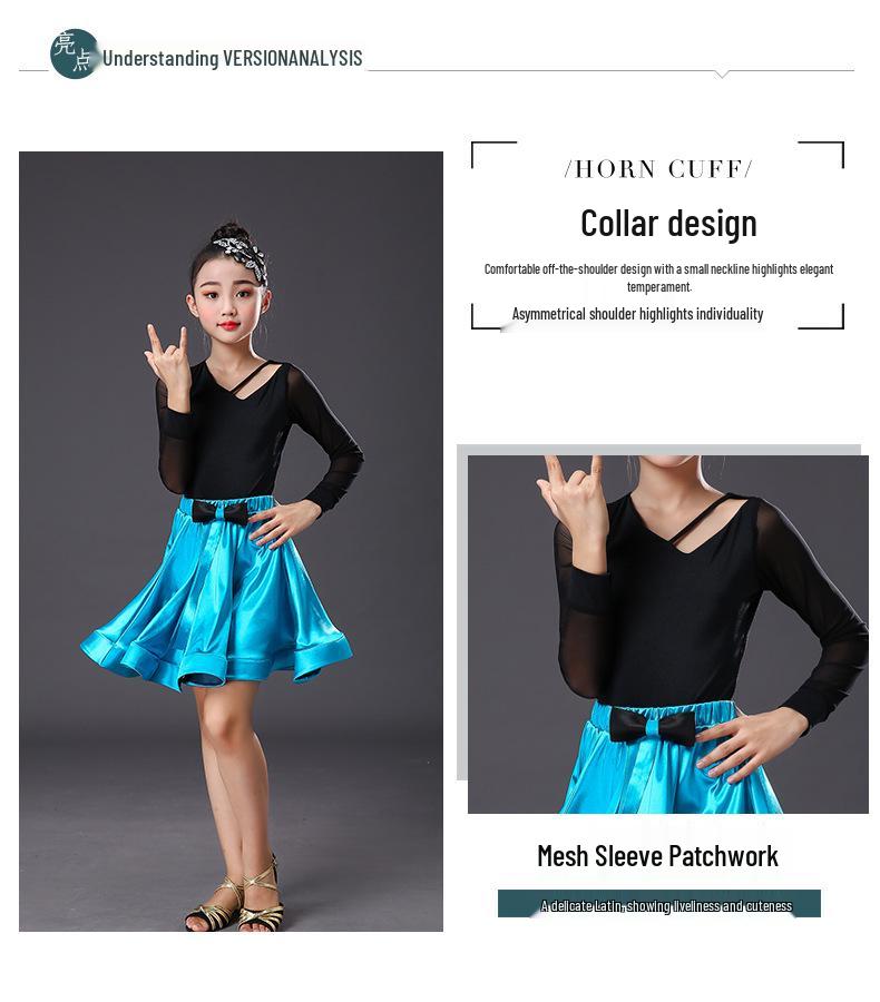 Girls' Autumn Long Sleeve Latin Dance Practice Set