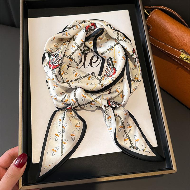 Schmetterling Simulationsseide Doppellagiger Schal Dekorativer Seidenschal Pendeln Frühling Und Sommer Diagonalschal Vielseitiger Dünner Schmaler Streamer Frauen