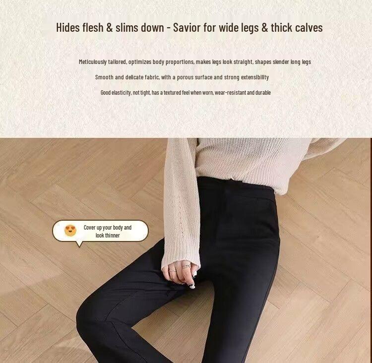 Women's Black High-Waisted Micro-Flare Pants: Slimming, Elastic, Petite, Nine-Point Length, New Summer Arrival