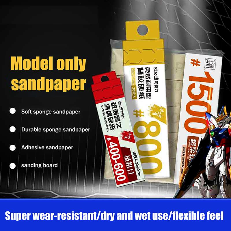 10Pcs/Box Model Sandpaper Adhesive Backed Sandpaper 20X80Mm For Professional Modeling Washable And Reusable Diy Craft Tools