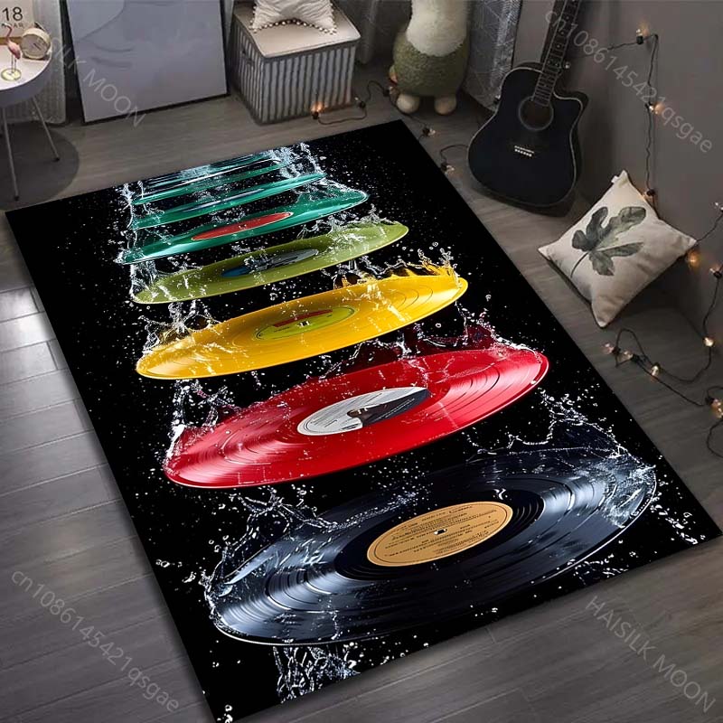 Vinyl Record Splash Print Carpet for Bedroom Living Room Bedside Sofa Floor Mat Modern Home Decor Area Rug Large Size