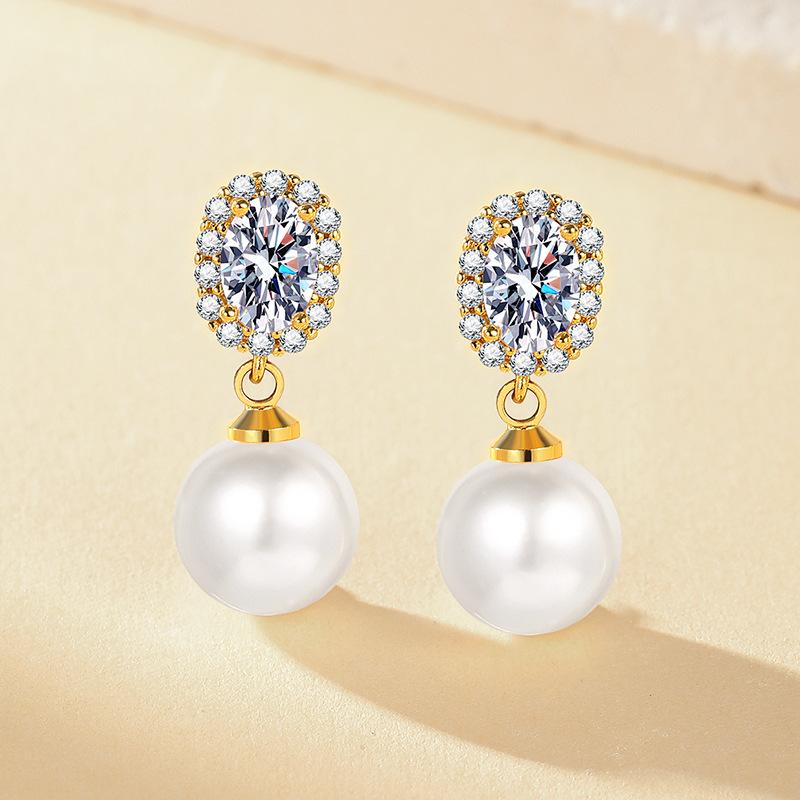 2026 French Retro Diamond-encrusted Pearl Earrings, Fashionable and Gentle, High-end Temperament, Niche Design Stud Earrings