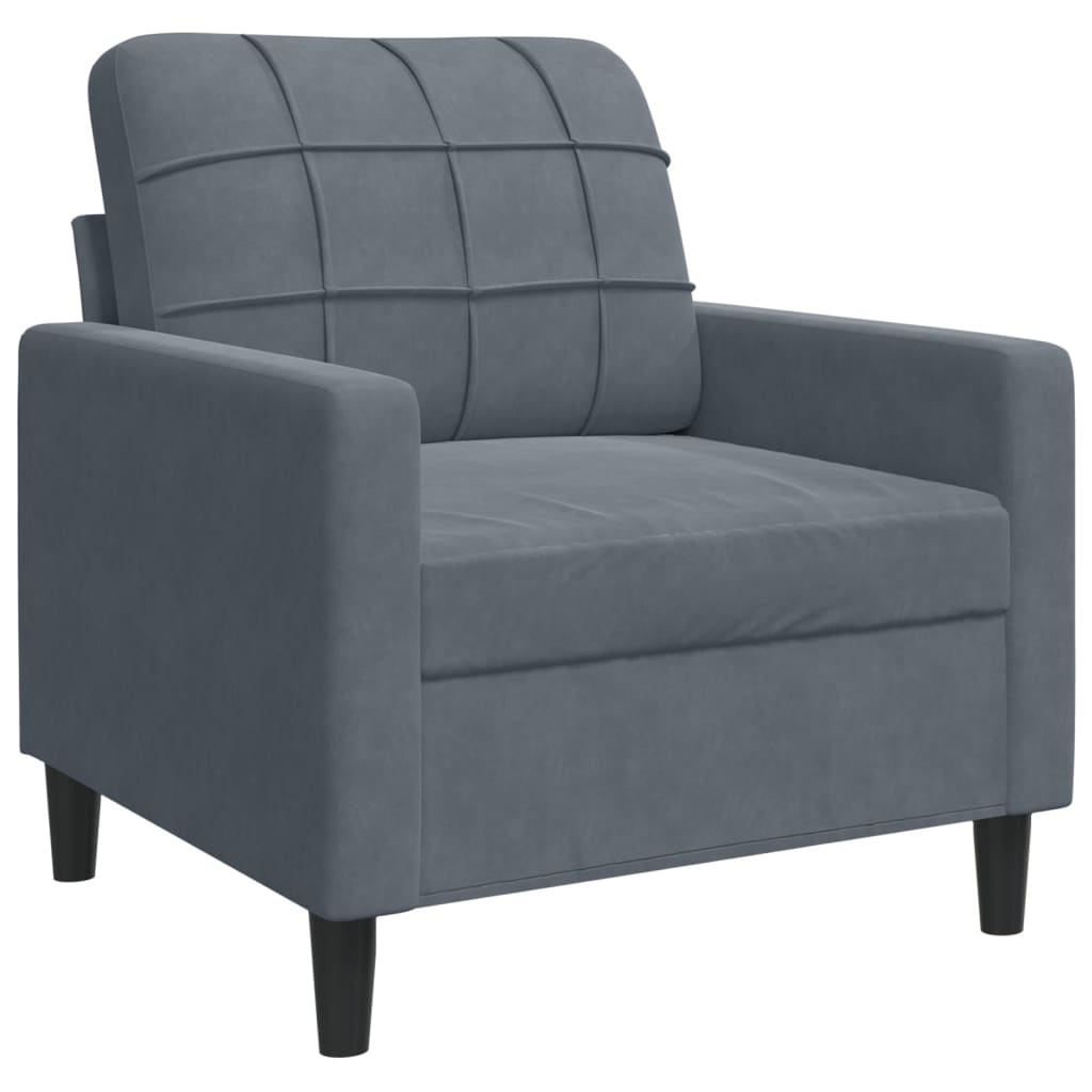 3 Piece Sofa Set with Cushions Dark Grey Velvet
