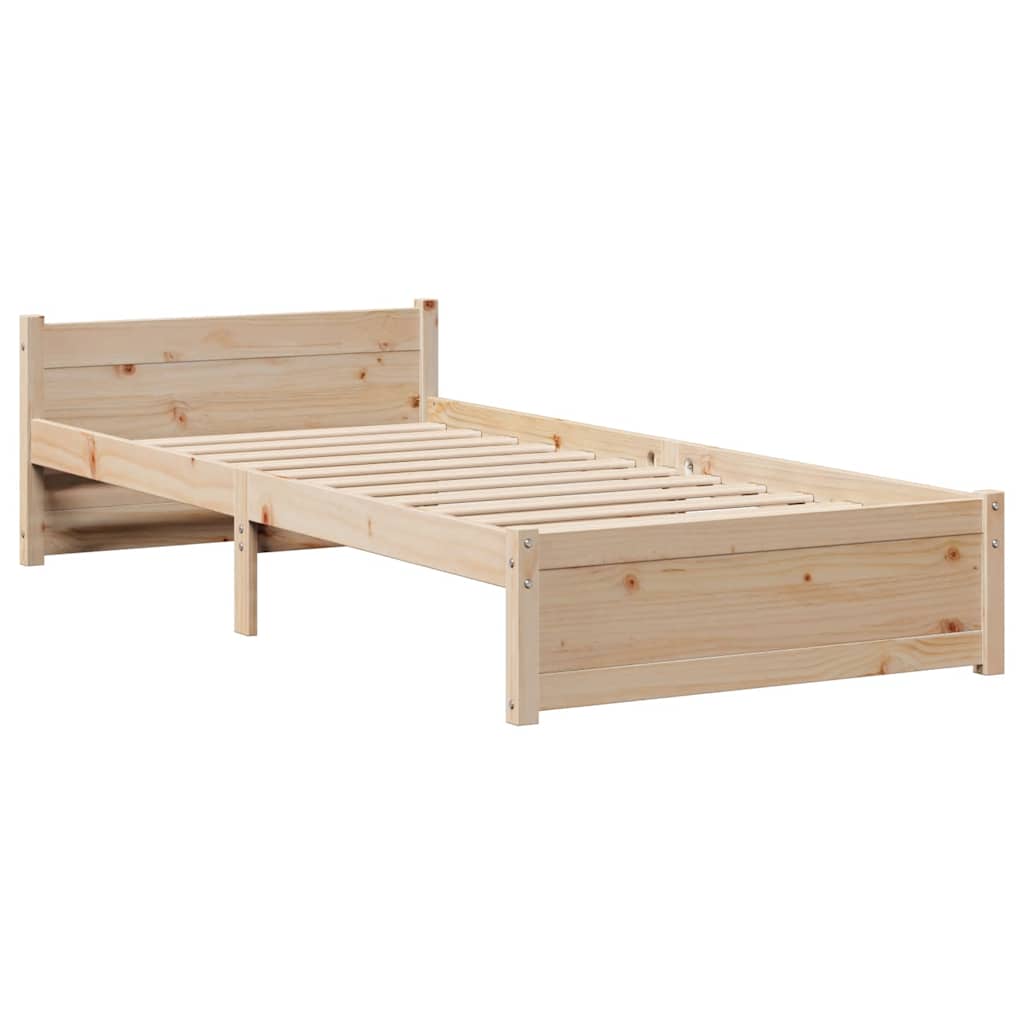 Wooden Bed Frame with Headboard Without Mattress 75x190 Cm