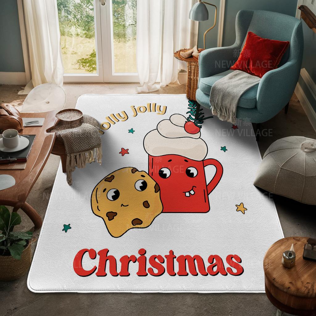House Entrance Carpet Home Door Mat Living Room Bath Foot Bathroom Non-slip Water Absorption Rugs Bath Merry Christmas Winter