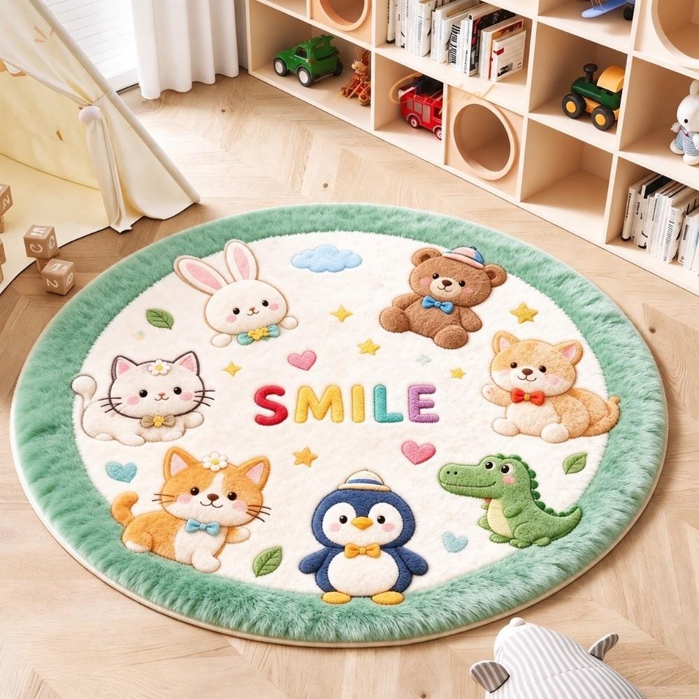Imitation Cashmere Animal Round Carpets Soft Bedside Carpet Home Decorative Carpet Home Decor