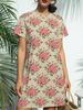 Classic Damask New Arrival Women'S Round Neck Short-Sleeve T-Shirt Dress. American Trendy Digital Print. Casual Versatile Style for Spring And Summer.
