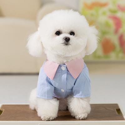New Dog Clothes Striped Traction Shirt Thin Spring Polo Neck Bottom Shirt Teddy Pet Clothing