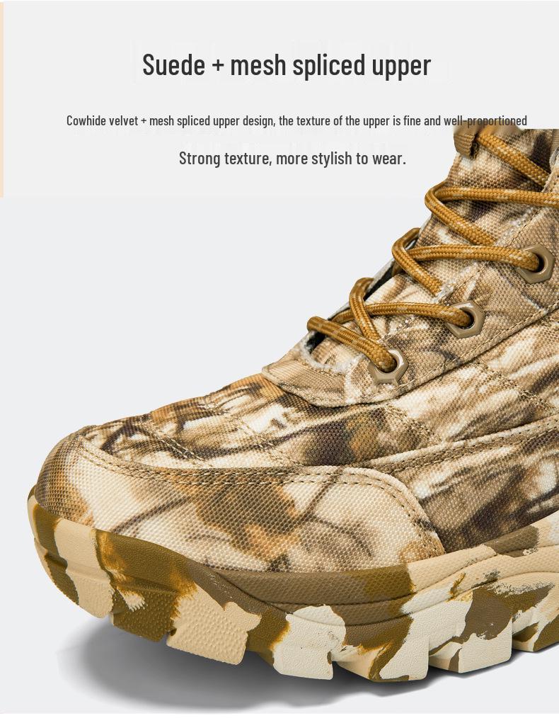 Men's High-Top Camouflage Desert Combat Boots - New Styles, Large Sizes Available